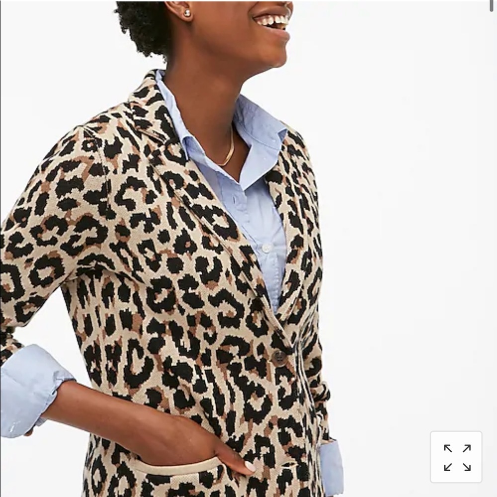 J. Crew Leopard Sweater Blazer Size XS NWT Cotton - Picture 5 of 11